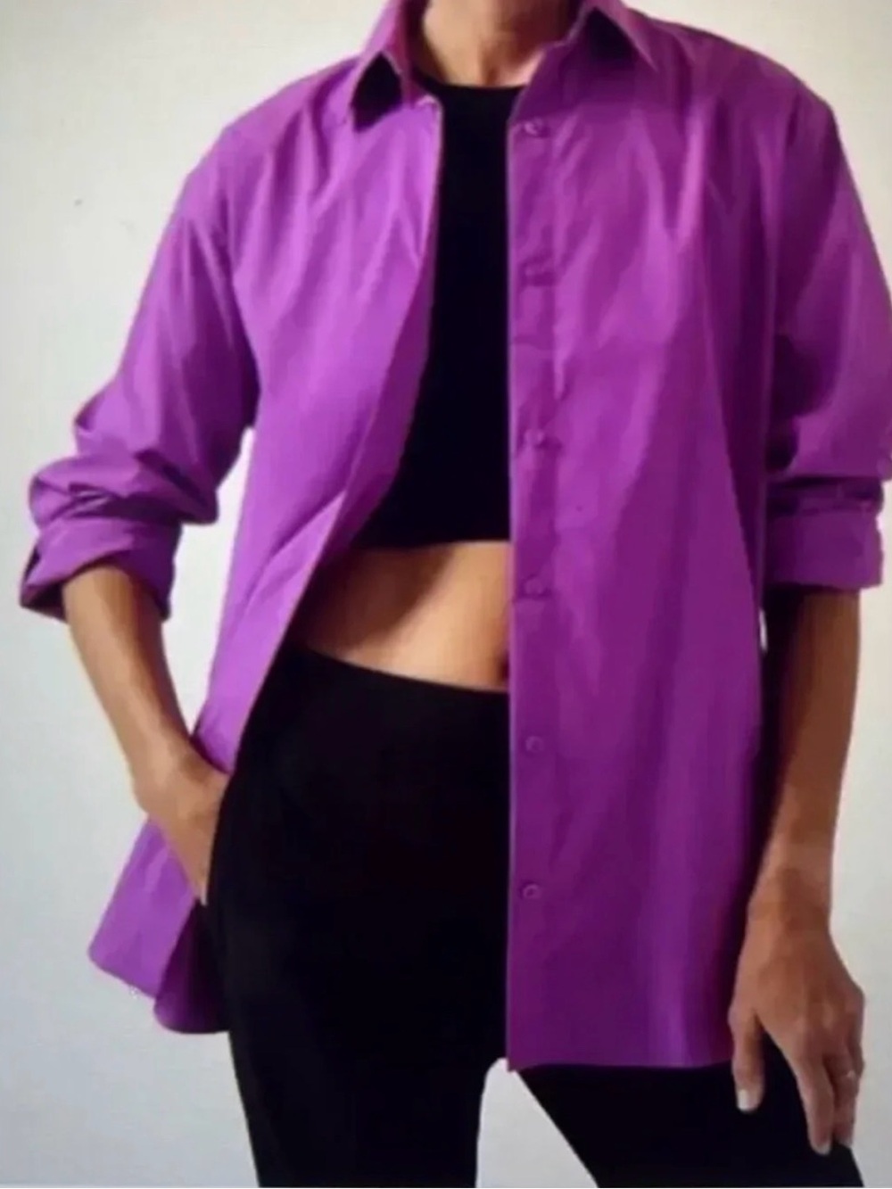 NWT Athleta Performance Oversized Poplin Button-Down Shirt – Jazzy Purple